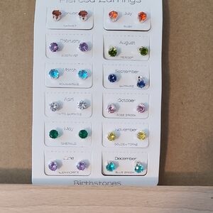 Birthstone Stud Earrings Set - Multi-Color